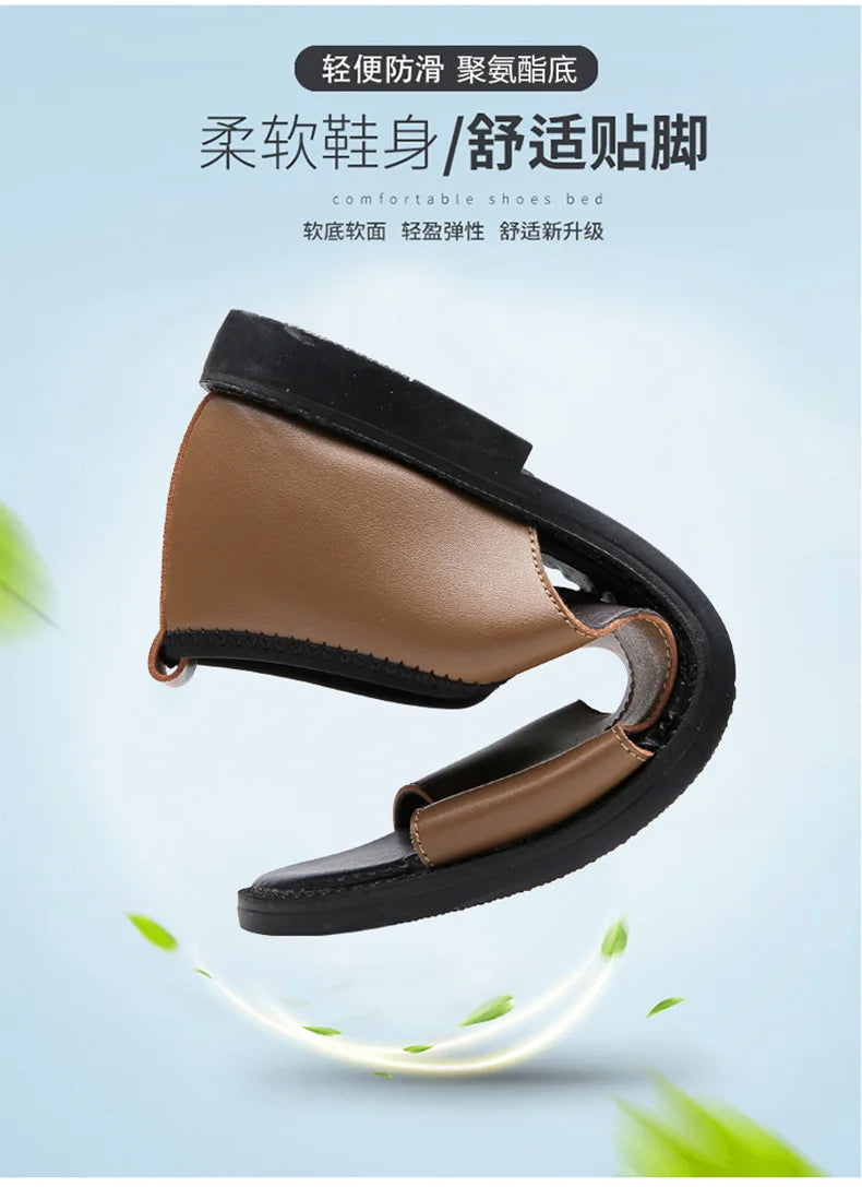 Brand Man Sandals Designer Fashion Leather Casual for Men Summer Comfortable Beach Slippers Outdoor Non-slip Men Sandalias 2026 Pi-Mart