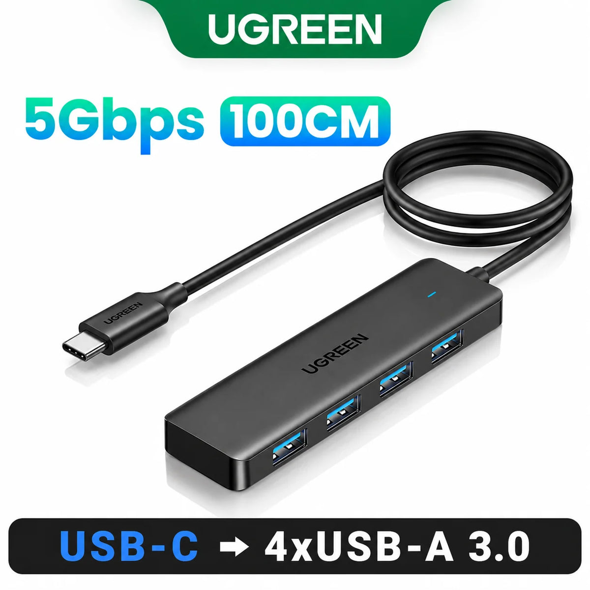 UGREEN USB 3.0 HUB 4 Ports USB-C HUB Slim for Mouse Keyboard Compatible with MacBook Pro Air Laptop Desktop PC Xbox PS5 Splitter Pi-Mart