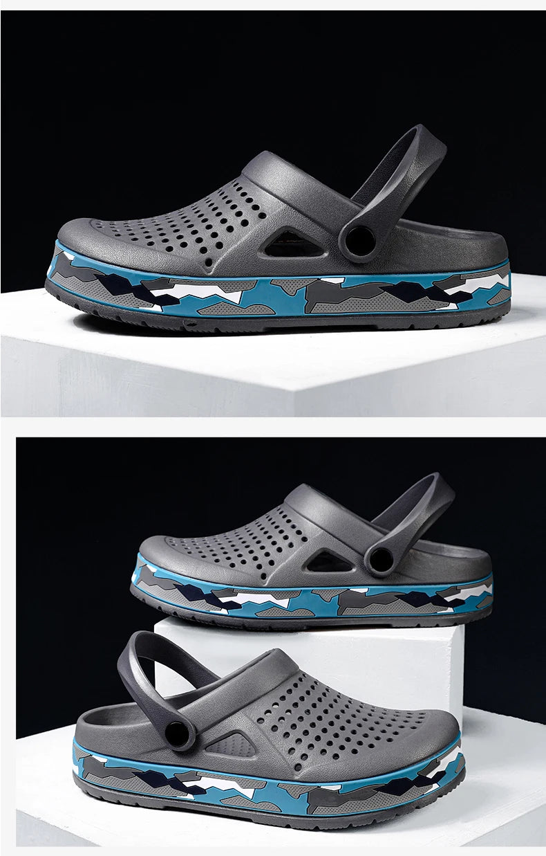 Men's summer casual hole shoes non slip lightweight breathable Two wearing men's sandals fashion comfort beach shoes slippers Pi-Mart