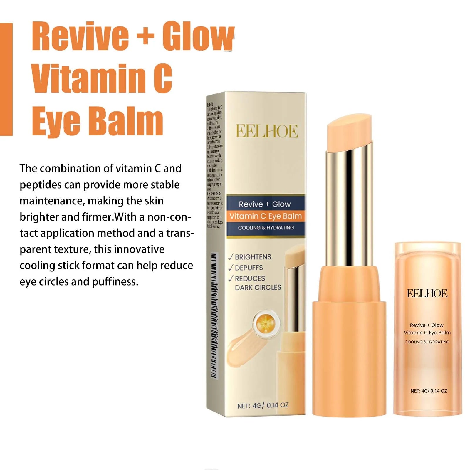Vitamin C Eye Balm Moisturizing Eye Bag Removal Dark Circles Reduce Fine Lines Anti Puffiness Brightening Eye Cream Stick Pi-Mart