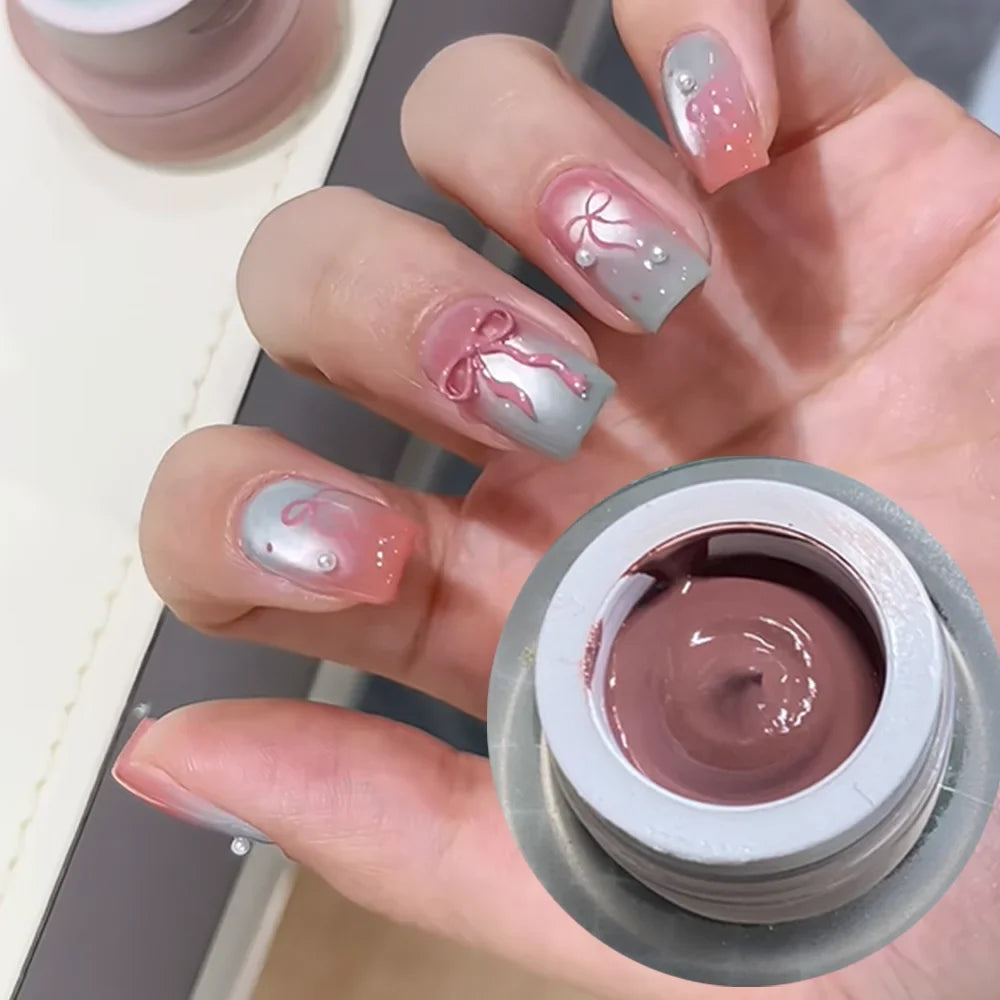 1Jar Black Pat Painting Gel Nail Polish with Air Cushion Gradient Matte Texture Nail Patting Glue Soak Off UV LED Nail Varnish 8 Tri Light Beauty