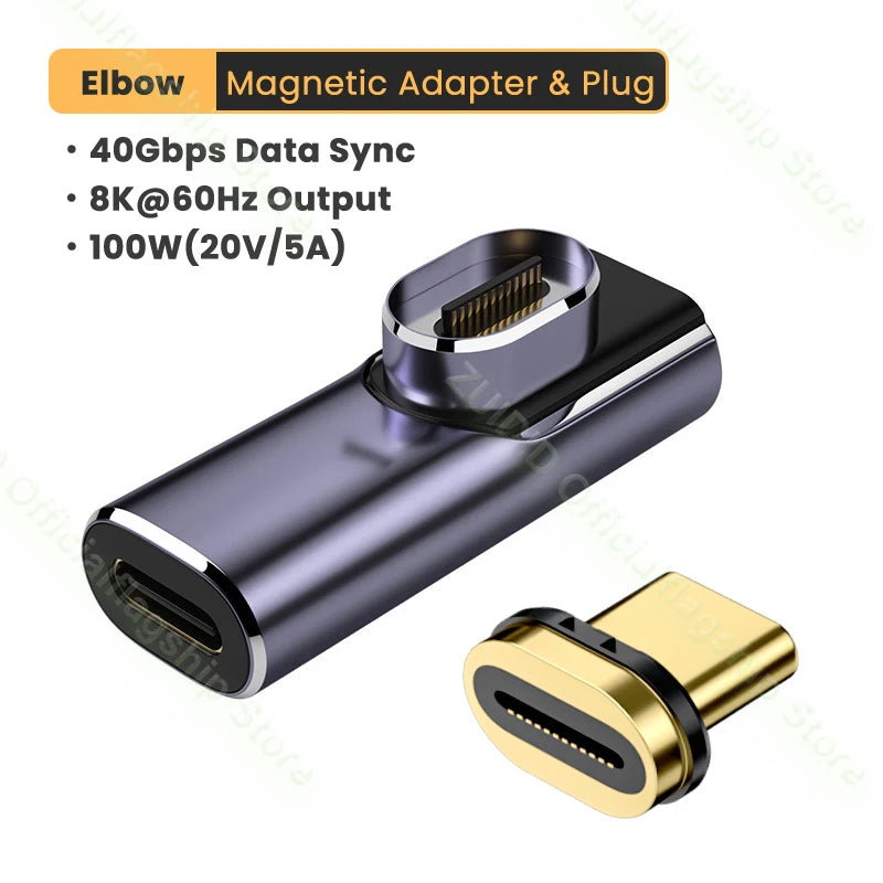 USB4.0 Thunderbolt3 Magnetic Adapter USB C To Type C 40Gbps 100W Fast Charging Magnet Converter Cable 8K@60Hz USB Type C Adapter Pi-Mart