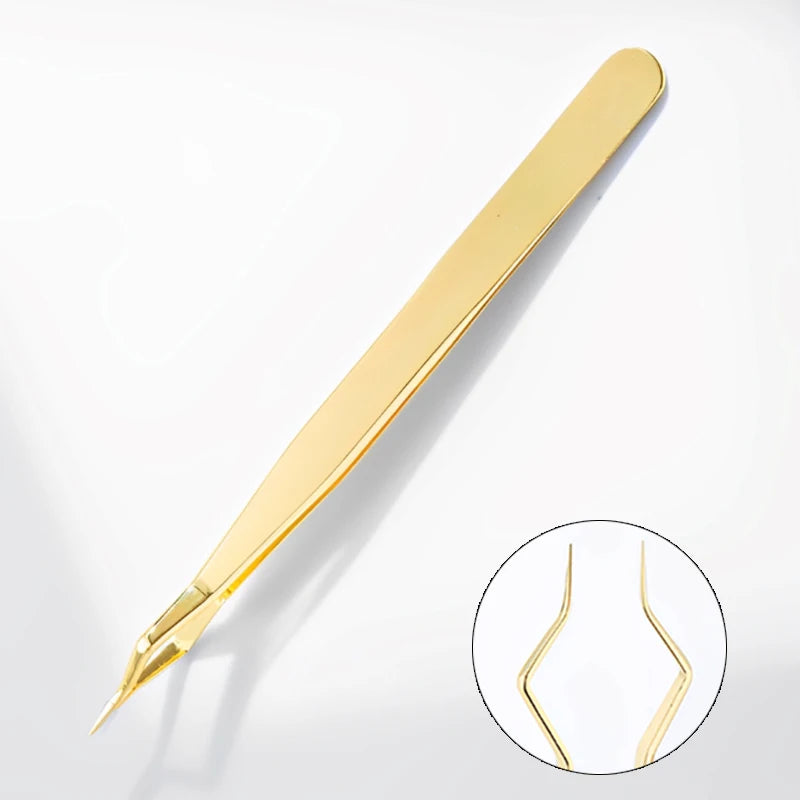 New Lash Extension Tweezers Anti slip Stainless Steel Curved Tip Straight Tweezers High Precision Nail Art Makeup Beauty  Tools Pi-Mart