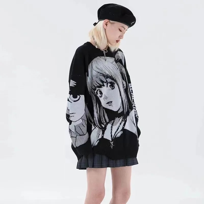 Y2K Women Hip Hop Streetwear Harajuku Sweater Vintage Japanese Style Anime Girl Knitted Soft Pullover Sweaters Female Clothes LadyShow.Store