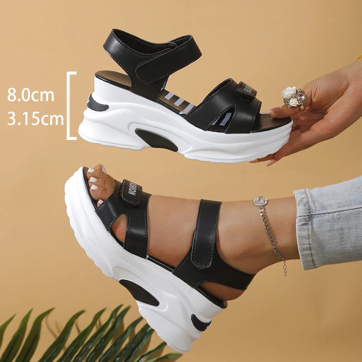 2025 New Women Platform Wedge Sandals Summer Fashion Comfortable Shoes Women Light Casual Velcro Beach Shoes Zapatos De Mujer LadyShow.Store