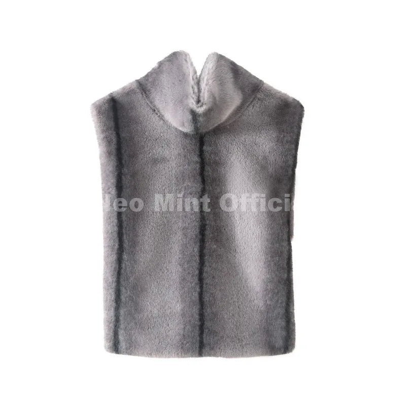 Neo Mint 2025 Brand Fashion Faux Fur Sable Vest Crop Top Autumn Winter Turtleneck Eco Mink Fur Tank Tops Sleeveless Jacket Coat LadyShow.Store