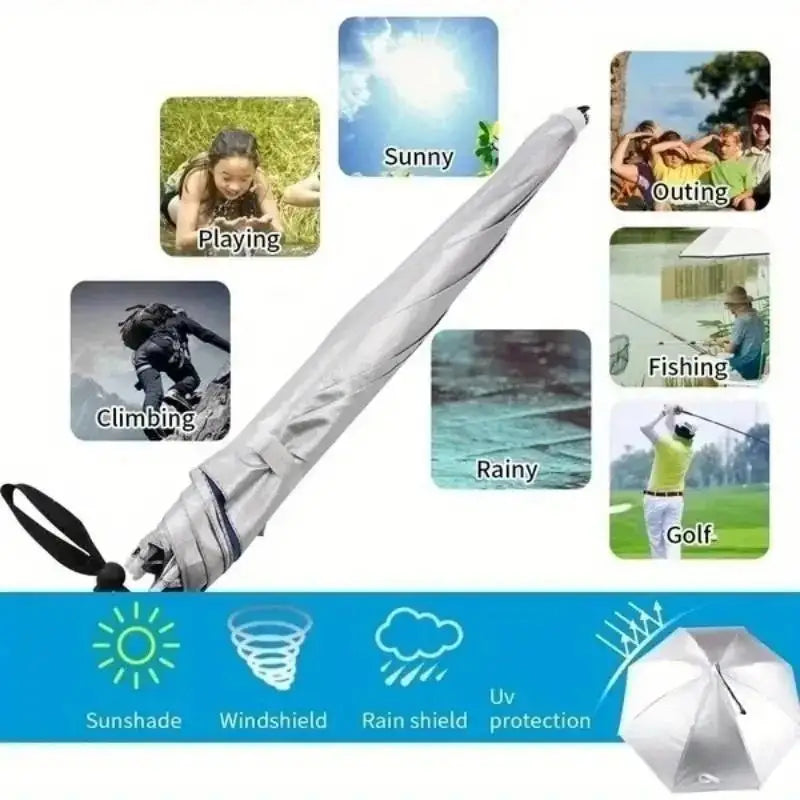 Foldable Head Umbrella Hat Windproof Fishing Head Wearing Sunshade Rain Gear Outdoor Portable Umbrella Camping Beach Head Hats Pi-Mart