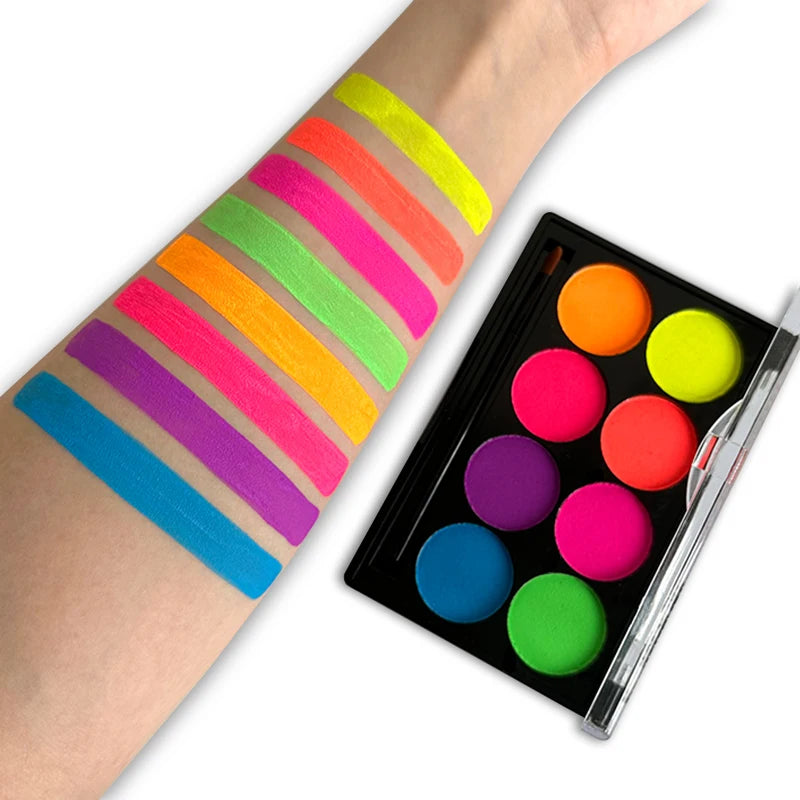 8 Colors Body Painting Palette for Tattoo Art UV Glow in The Dark Makeup Carnival Artist Cosplay Art Party Festival Cosmetics Pi-Mart