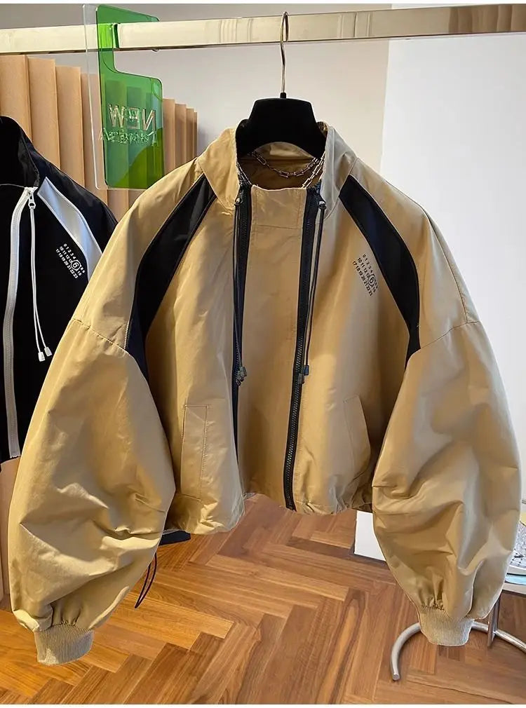 Zipper Design Niche Loose Casual Stand Collar Windbreaker Jacket Spring and Autumn Short Jacket Jacket Top Pi-Mart