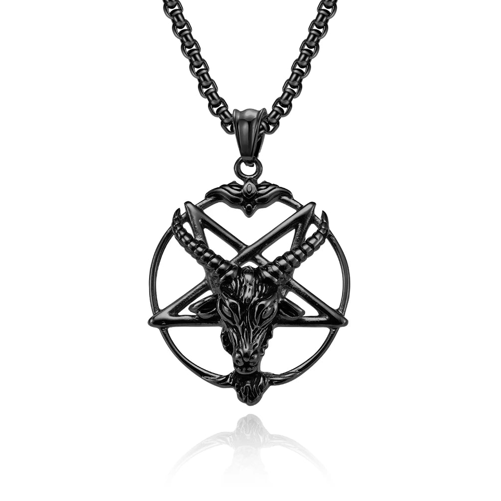 DARHSEN Men Stainless Steel Statement Pendant Necklace Baphomet Goat Satanic Satan Demon Devil Fashion Jewelry Pi-Mart