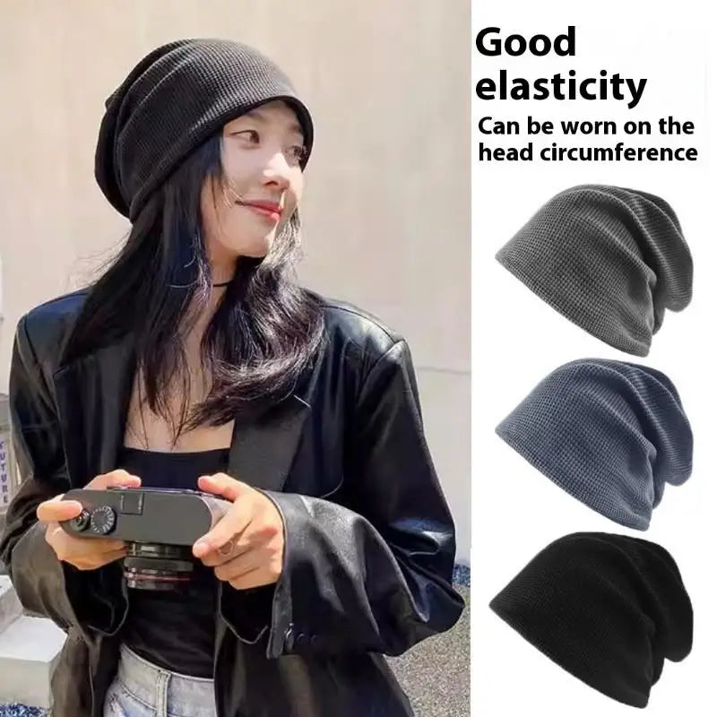 Casual Keep Warm Thin Knit Hat Cute Outdoor Cold Cap Ear Protection Warm Stack Hat For Men Women Pi-Mart