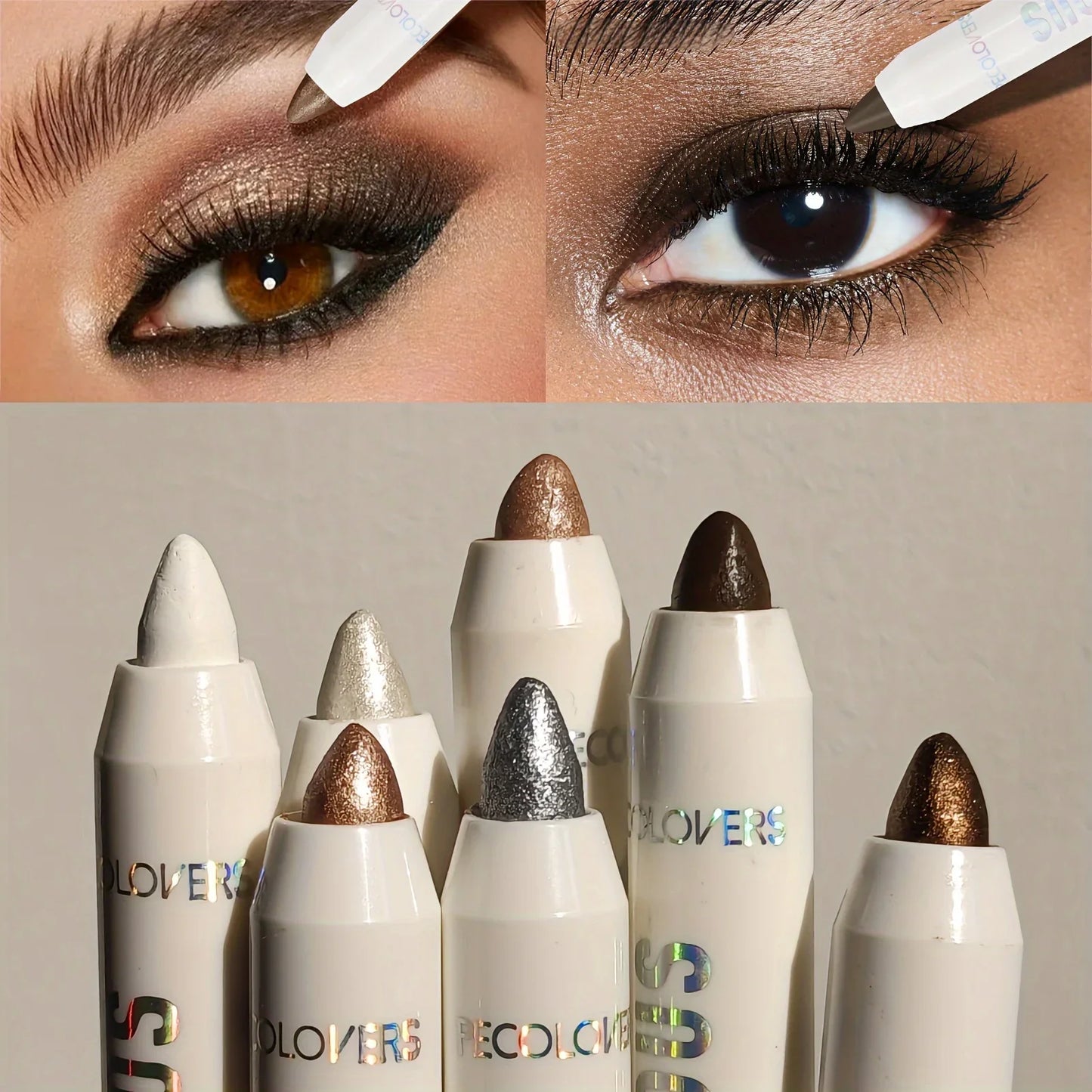 1PC Waterproof Eyeshadow Sticks Long Lasting High Pigmented Shimmer Glitter And Matte Neutral Brown Eyeshadow Pencil Crayon LadyShow.Store