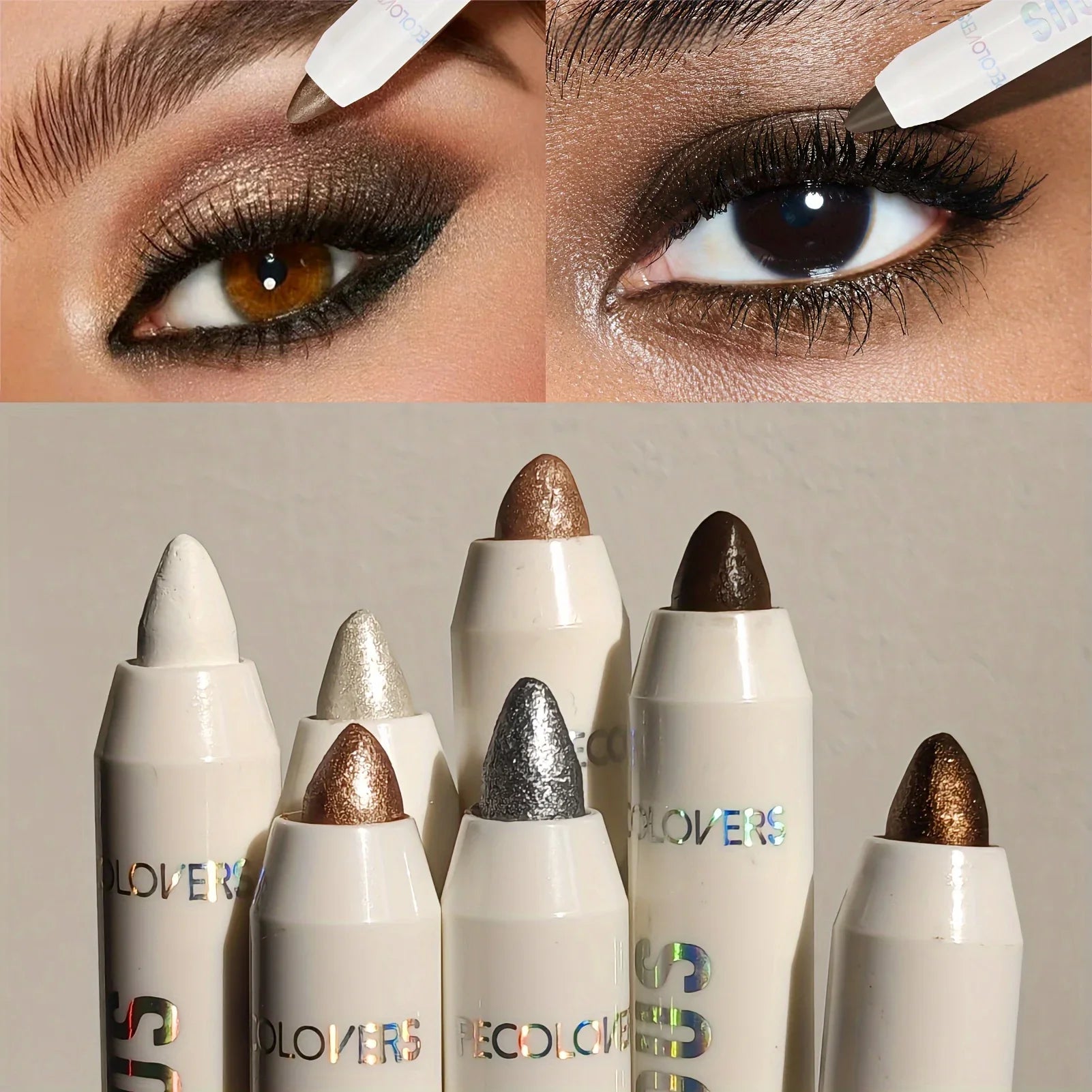 1PC Waterproof Eyeshadow Sticks Long Lasting High Pigmented Shimmer Glitter And Matte Neutral Brown Eyeshadow Pencil Crayon LadyShow.Store