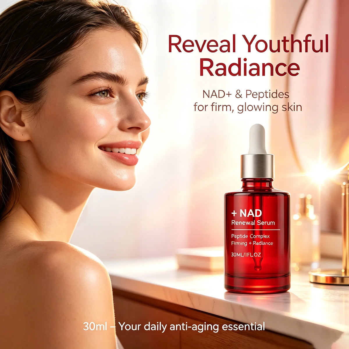 NAD+ Peptide Firming Serum Nourishing Face & Neck Treatment with Collagen Plumping & Radiance Boosting Skin Elasticity&Firmness Pi-Mart