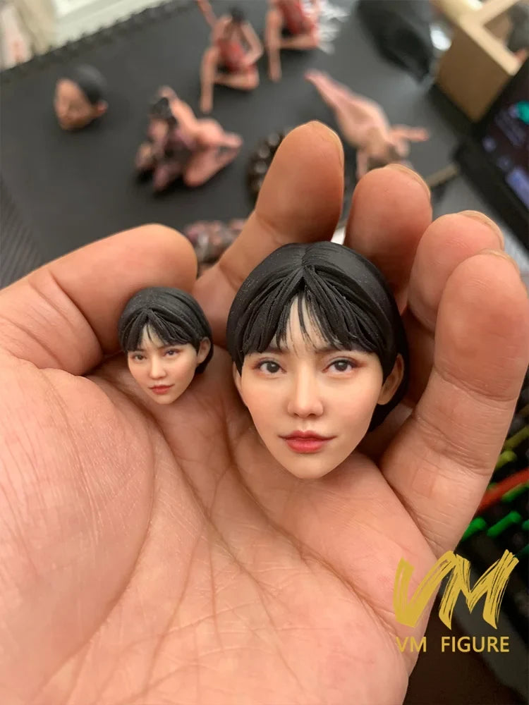 1/6 1/12 Super-realistic Woman Head Sculpture Beauty Head Painted Resin Model For 12" 6" Female Soldier Action Figure Body Doll Tri Light Beauty