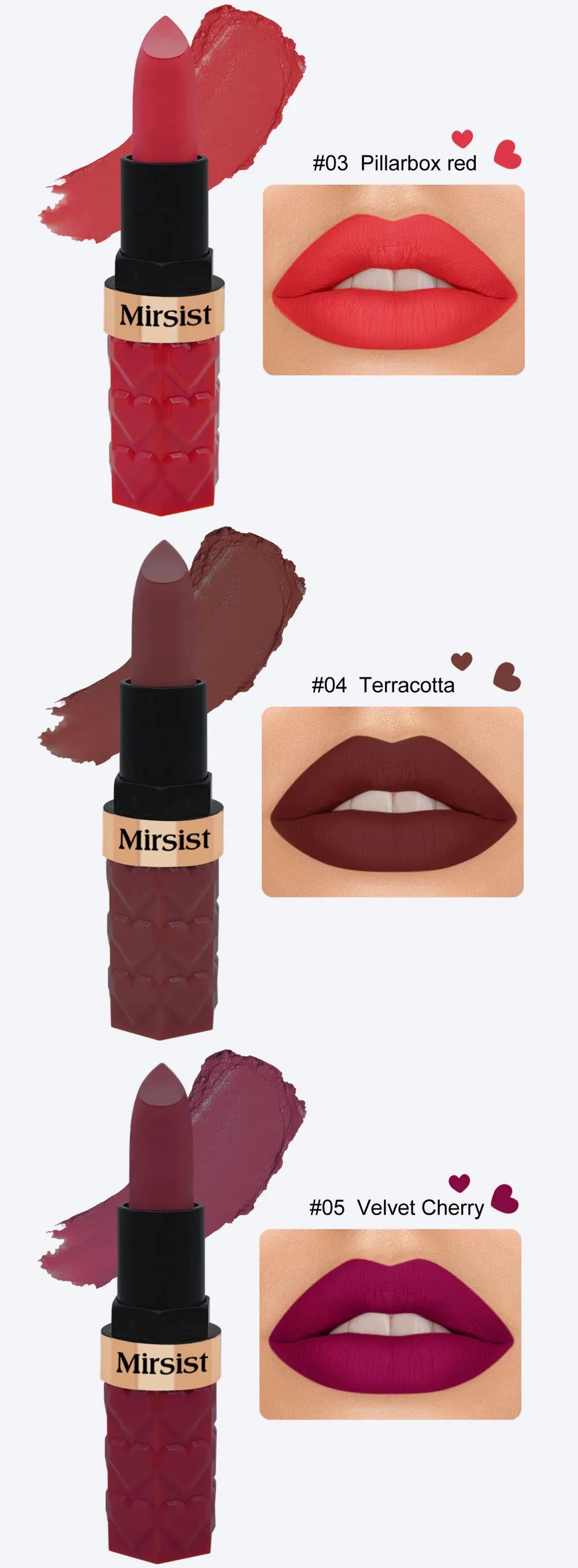 Matte Lipstick Nude Peach Brown Cherry Shades Velvety Smooth Long-Lasting Rich Pigment Waterproof Non-Stick Cup Lip Stick Makeup Pi-Mart