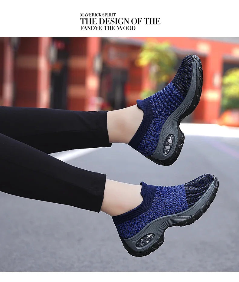 Women Sneakers Summer Fashion Black Sports Casual Shoes Breathable Mesh Lightweight Air Cushion Non-Slip Running Shoe Zapatillas Pi-Mart