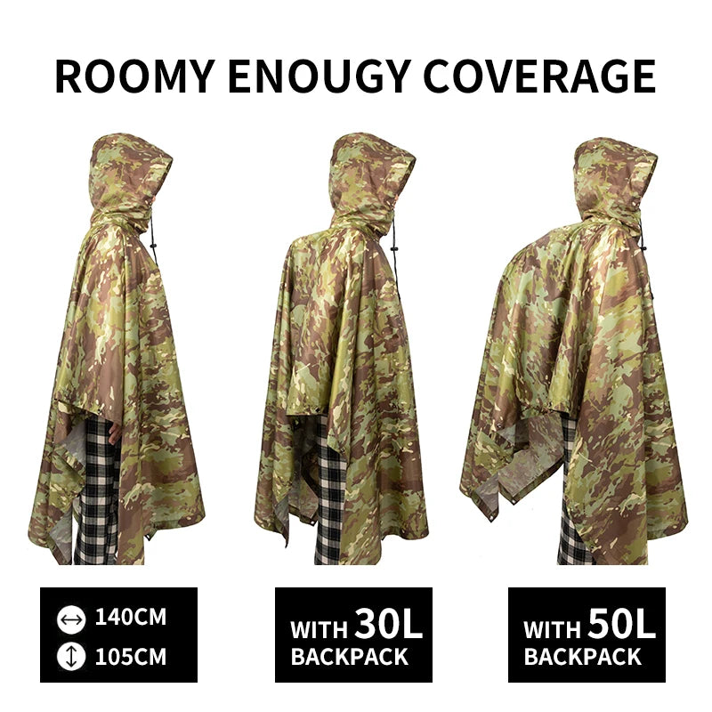 Man Military Impermeable Zipper Camo Raincoat Waterproof Rain Coat Men Raincoat Women Awning The Rain Motorcycle Rain Poncho Pi-Mart