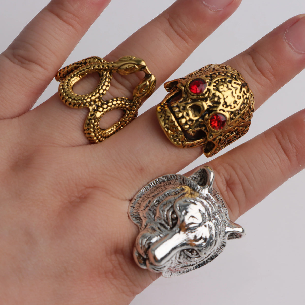 10/20/30/50Pcs/Lot Fashion Retro Punk Classic Skull Owl Rings for Men Women Hip Hop Jewelry Accessories Party Gifts Mix Style Pi-Mart