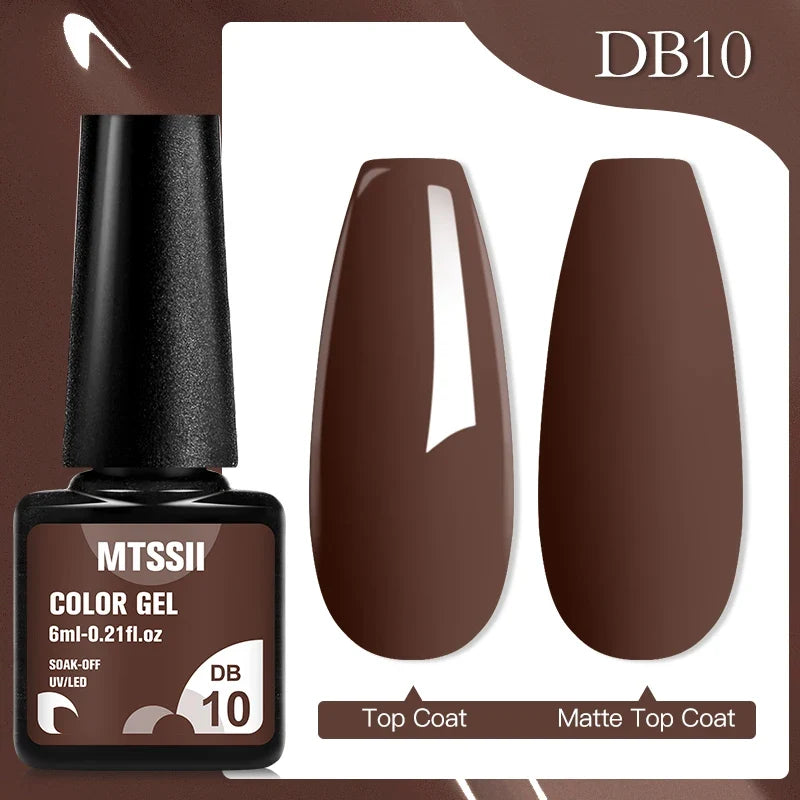 Mtssii 6ML Chocolate Color Gel Nail Polish Brown Semi Permanent UV Gel Autumn Winter Popular Soak Off Nail Art Gel Varnishes Tri Light Beauty