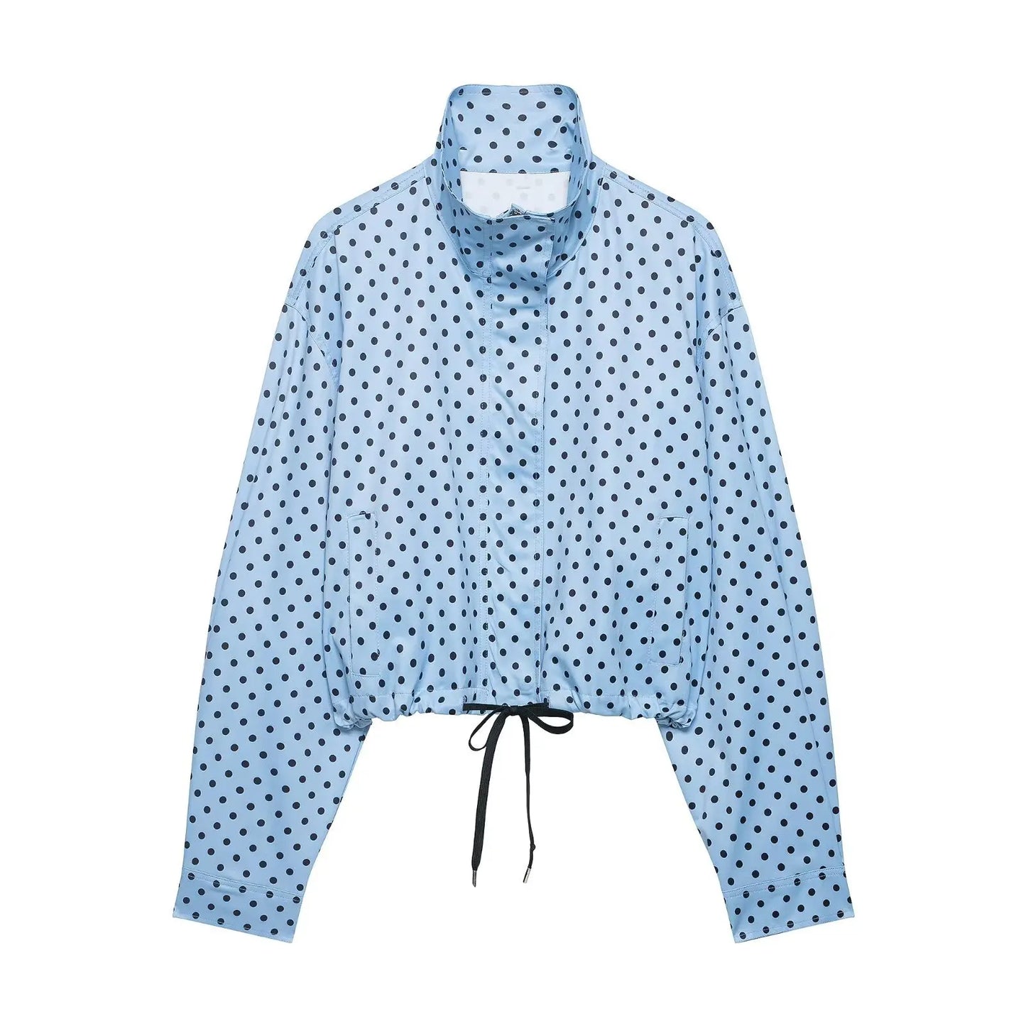 TARUXY Fashion Polka Dot Print Jacket Coat Women's Stand Collar Long Sleeved Workwear Coat Ins Hot Short Casual Female Jackets LadyShow.Store