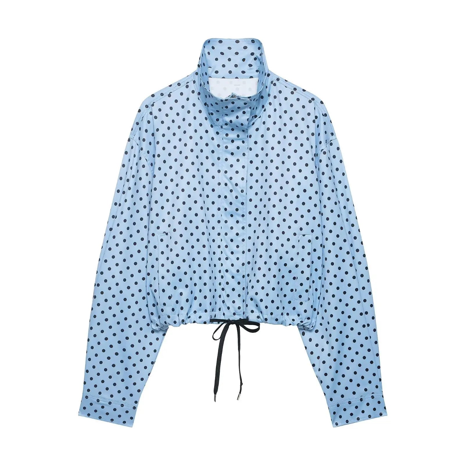 TARUXY Fashion Polka Dot Print Jacket Coat Women's Stand Collar Long Sleeved Workwear Coat Ins Hot Short Casual Female Jackets LadyShow.Store