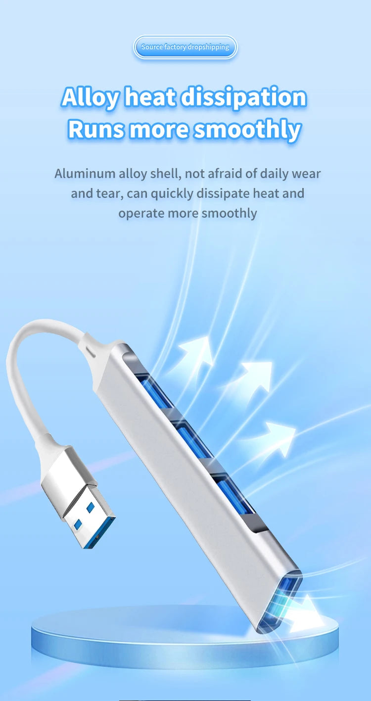 4-in-1 USB C Hub 3.0, Multi-Port OTG Adapter for Smartphones, Tablets, Laptops, Computers, Type-C Splitter Pi-Mart