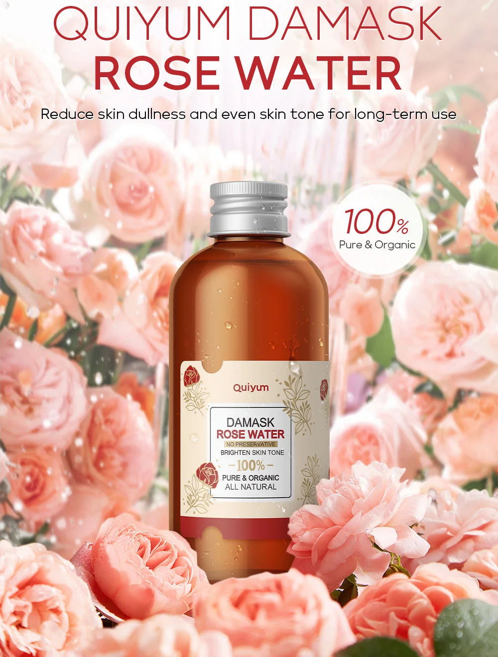 Face Care Rose Water Nourishing Skin Improve Dullness Anti Aging Facial Toner Damask Korean Skincare Products 100ml Pi-Mart