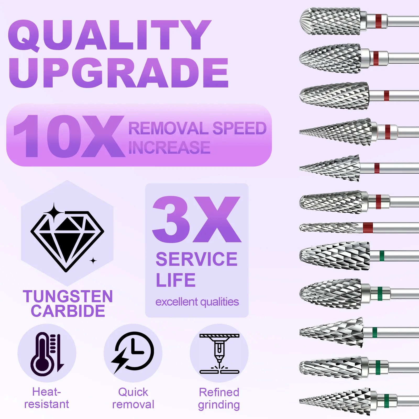 1pcs Tungsten Steel Nail Cuticle Drill Bits Carbide Rotate Electric Ceramic Milling Cutter For Manicure Gel Polish Remover Tri Light Beauty