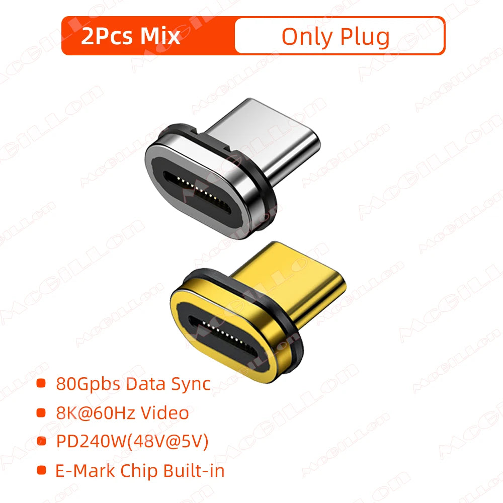 240W USB4.0 80Gbps Thunderbolt5 Magnetic Type-C OTG USB C To USB-C Fast Charge Magnet Converter Cable 8K@60Hz USB Type C Adapter Pi-Mart