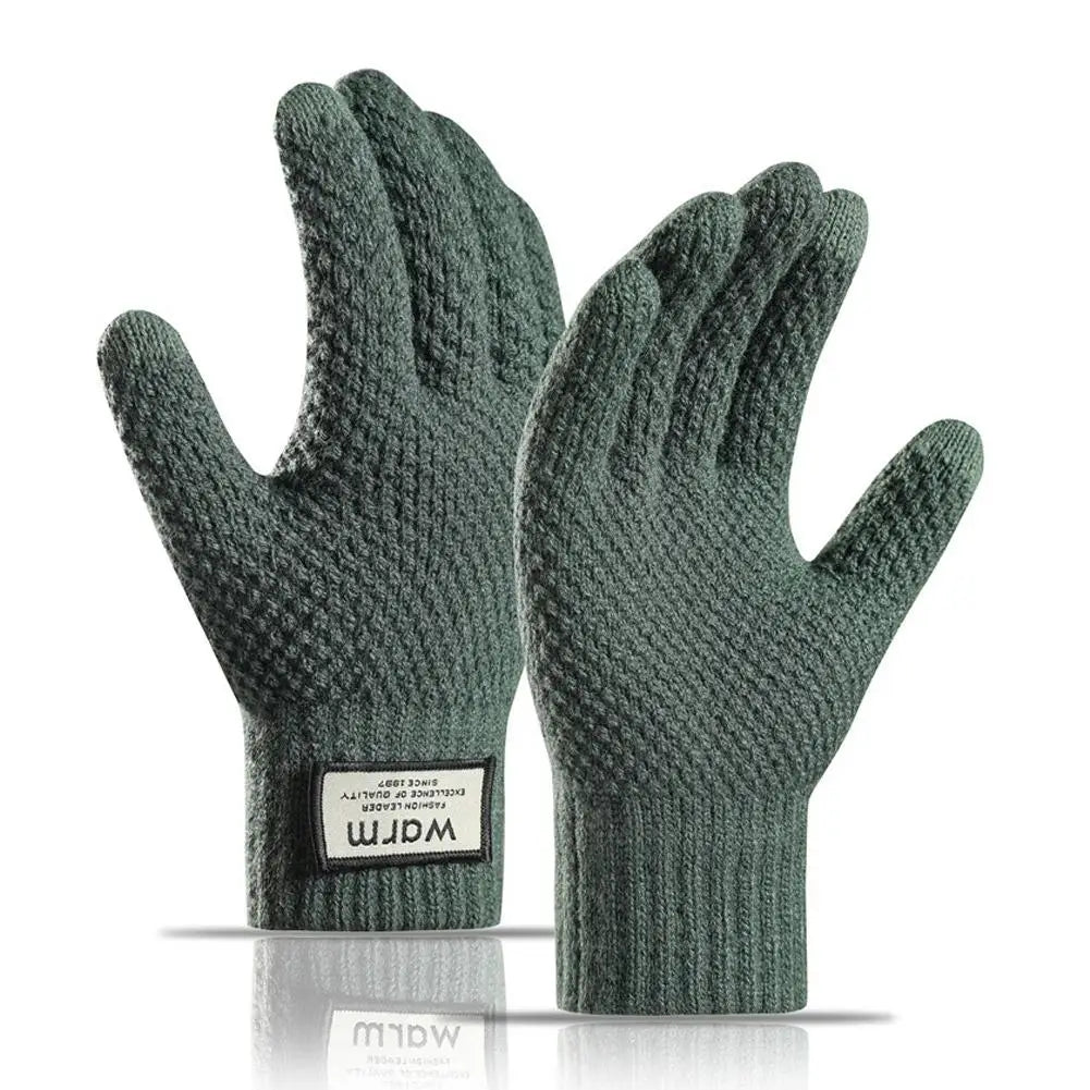 Thermal Winter Gloves For Men Thickened Warm Fleece Lined Anti-Slip Touch Screen Thermal Windproof Cycling Gloves Pi-Mart