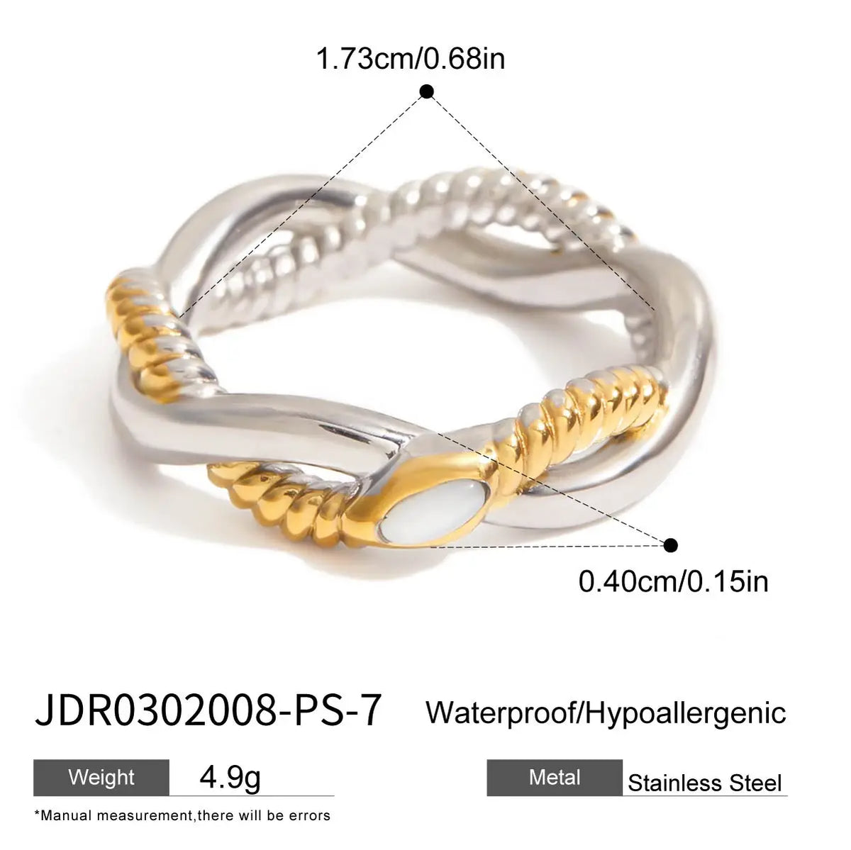 Uworld Fashion Zircon Serpentine Bracelet Ring Stainless Steel Finger Bracelet Stackable Chain Women's Accessories Party Gift Pi-Mart