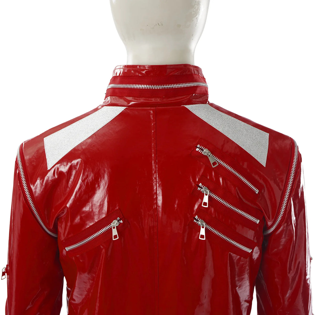 Red Zipper Michael Jackson MJ Beat It Jacket for Impersonators PU Leather Punk Casual Coat Halloween Stage Christmas Outwear Pi-Mart