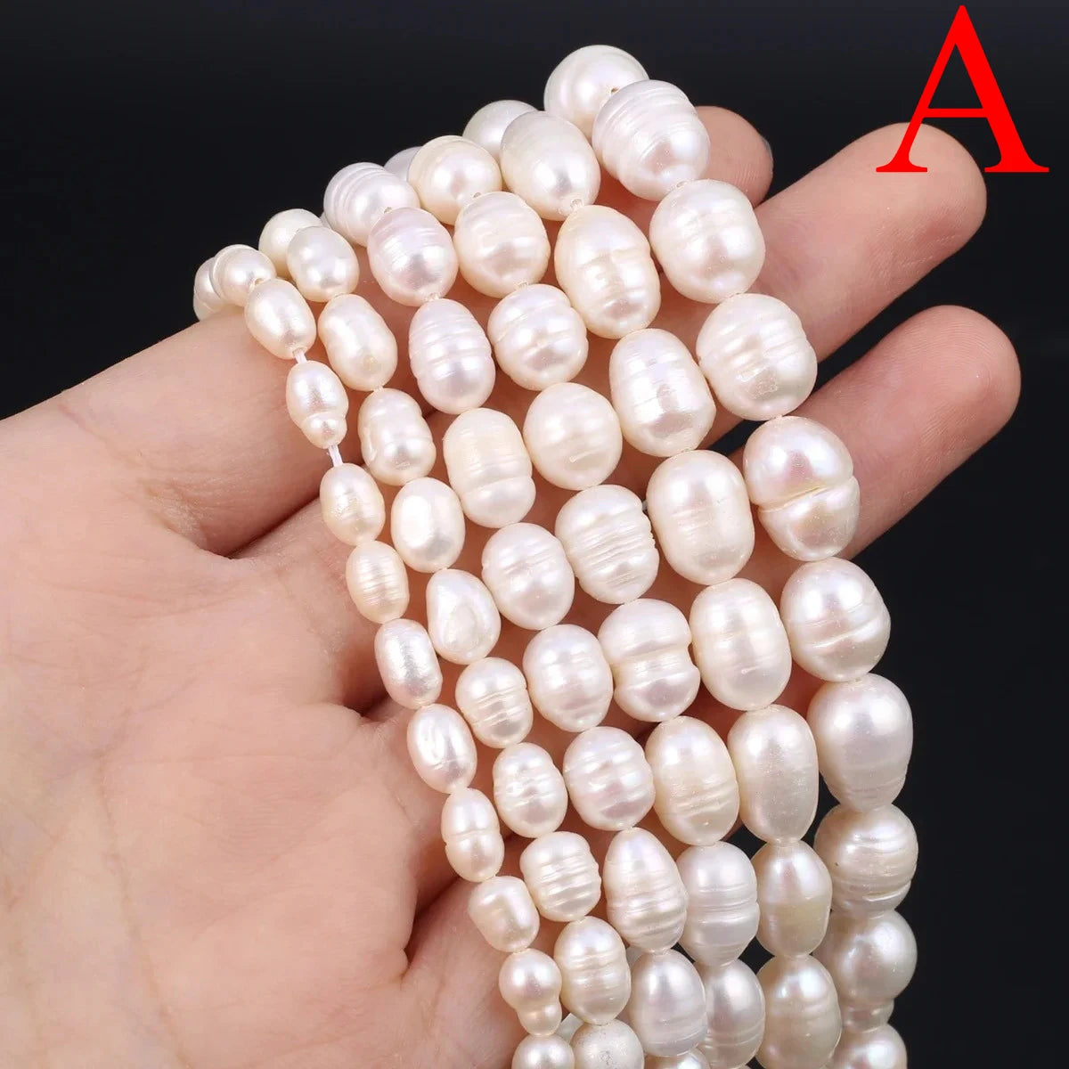 A Natural Freshwater Pearl Bead Rice Shape Christmas Gift Ladies White Jewelry Making DIY Fashion Bracelet Necklace Accessories Pi-Mart