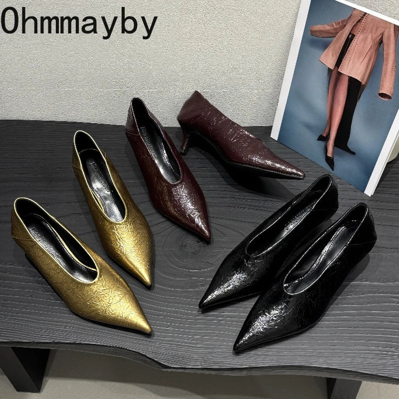 Fashion Pointed Toe Thin Heel Women Office Pumps Shallow Slip On Party Dress Shoes 2026 New Spring Autumn Commuter Footwear LadyShow.Store