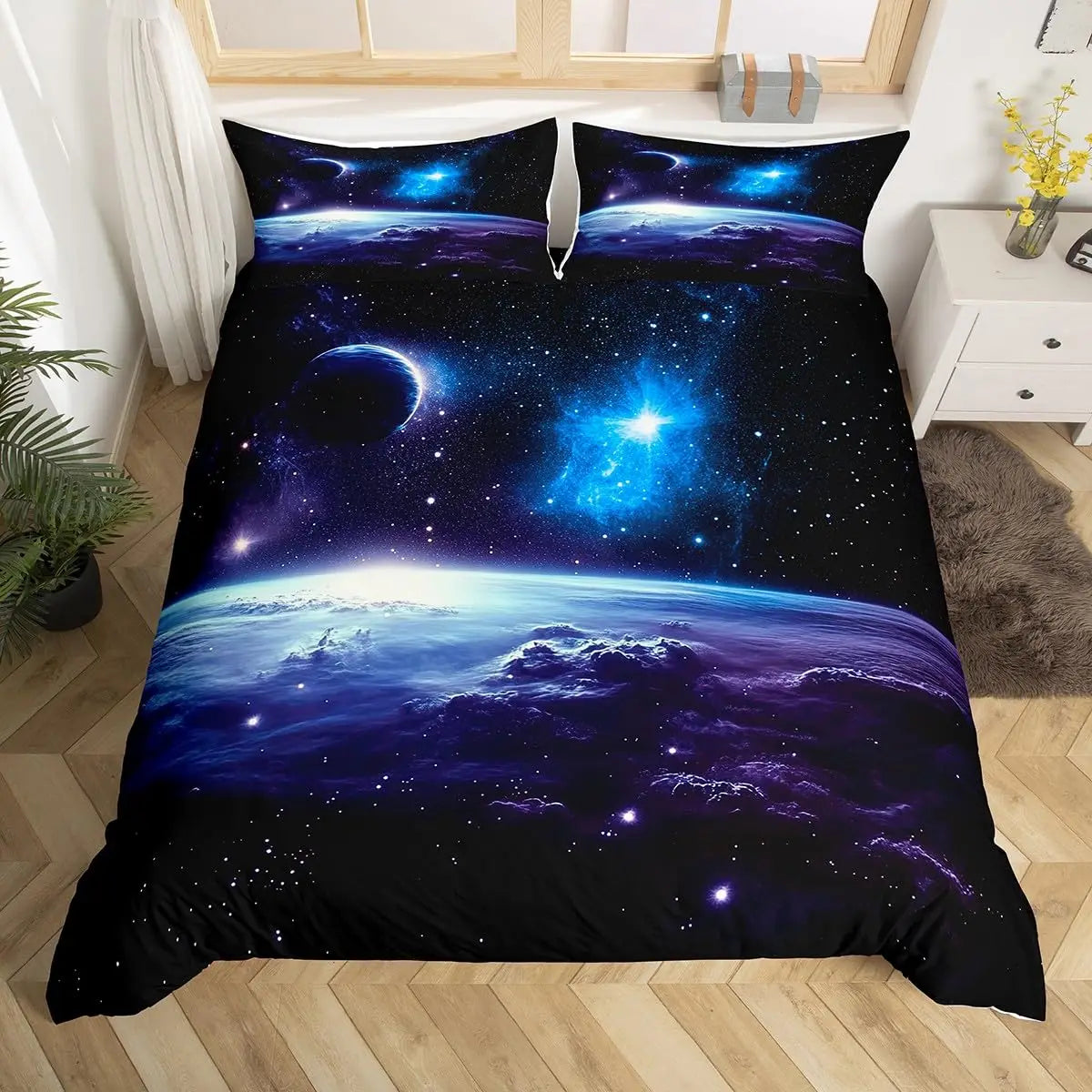 Galaxy Duvet Cover Starry Sky Bedding Set Twin Full Queen King Mysterious Outer Space Comforter Cover For Boys Girl Room Dorm Pi-Mart