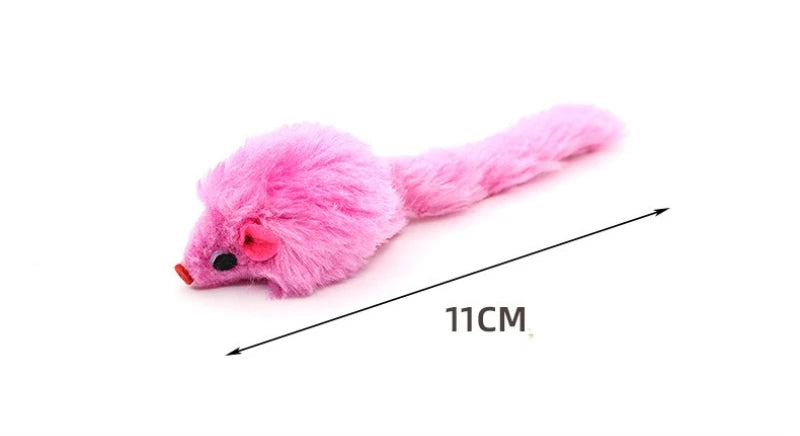 Interactive Cat Toy Realistic Mouse Shape with Rabbit Fur Feathers for Kitten Indoor Play Exercise Hunting Training Pi-Mart