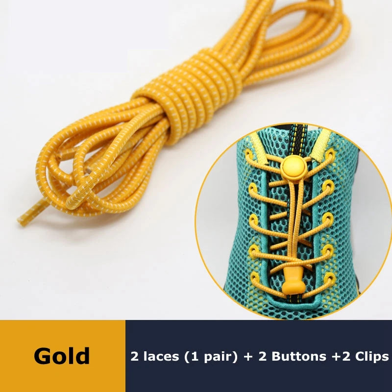 1Pair Shoelaces for Sneaker Elastic No Tie Shoe Laces Stretching Lock Lazy Laces Quick Rubber Shoelace Round Shoestrings Pi-Mart