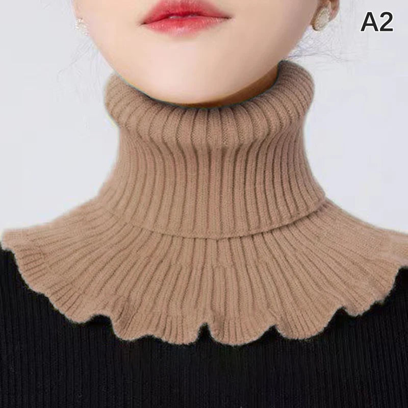 Warm Knitted Fake Collar Women Thicken Turtleneck Ruffles False Collars Detachable Neck Guard Winter Windproof Fake Collar Pi-Mart