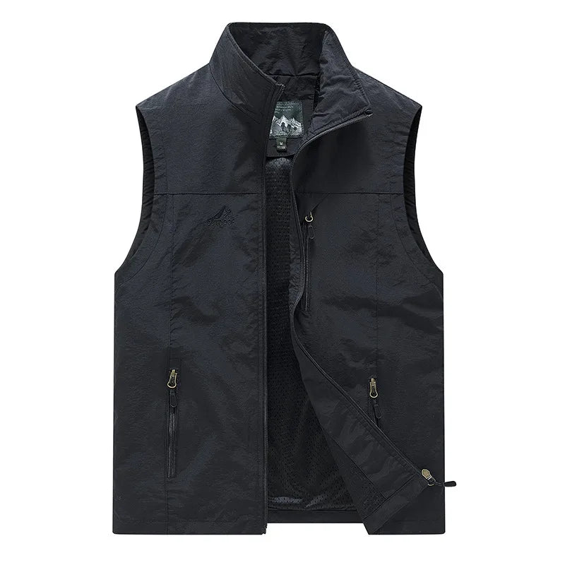 FGKKS Spring New Men Waistcoat Outdoor Leisure Solid Color Vest Young Middle-aged Photography Fishing Casual Vest Jacket Male LadyShow.Store