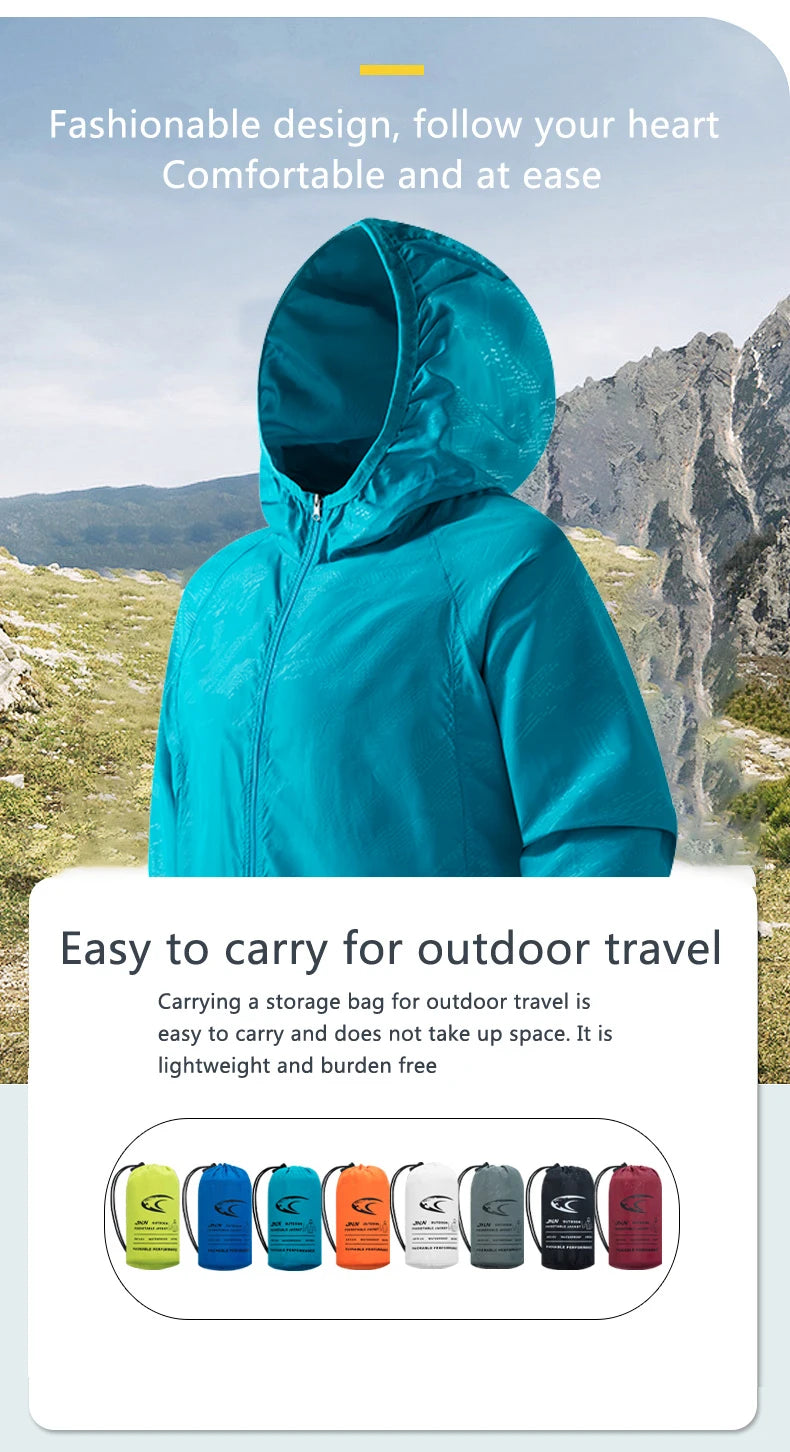 LNGXO Men's Women's Waterproof Hiking Jacket Quick Dry Sun Protection Windbreaker Camping Hunting Climbing Outdoor Rain Coat Pi-Mart