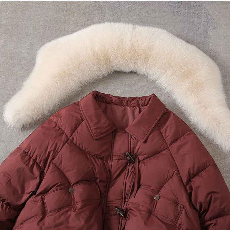 2025 New Women Down Cotton Coat Korean Fashion Big Collor Thicken Warm Puffer Overcoat Ladies Loose Parkas Cotton Jacket LadyShow.Store