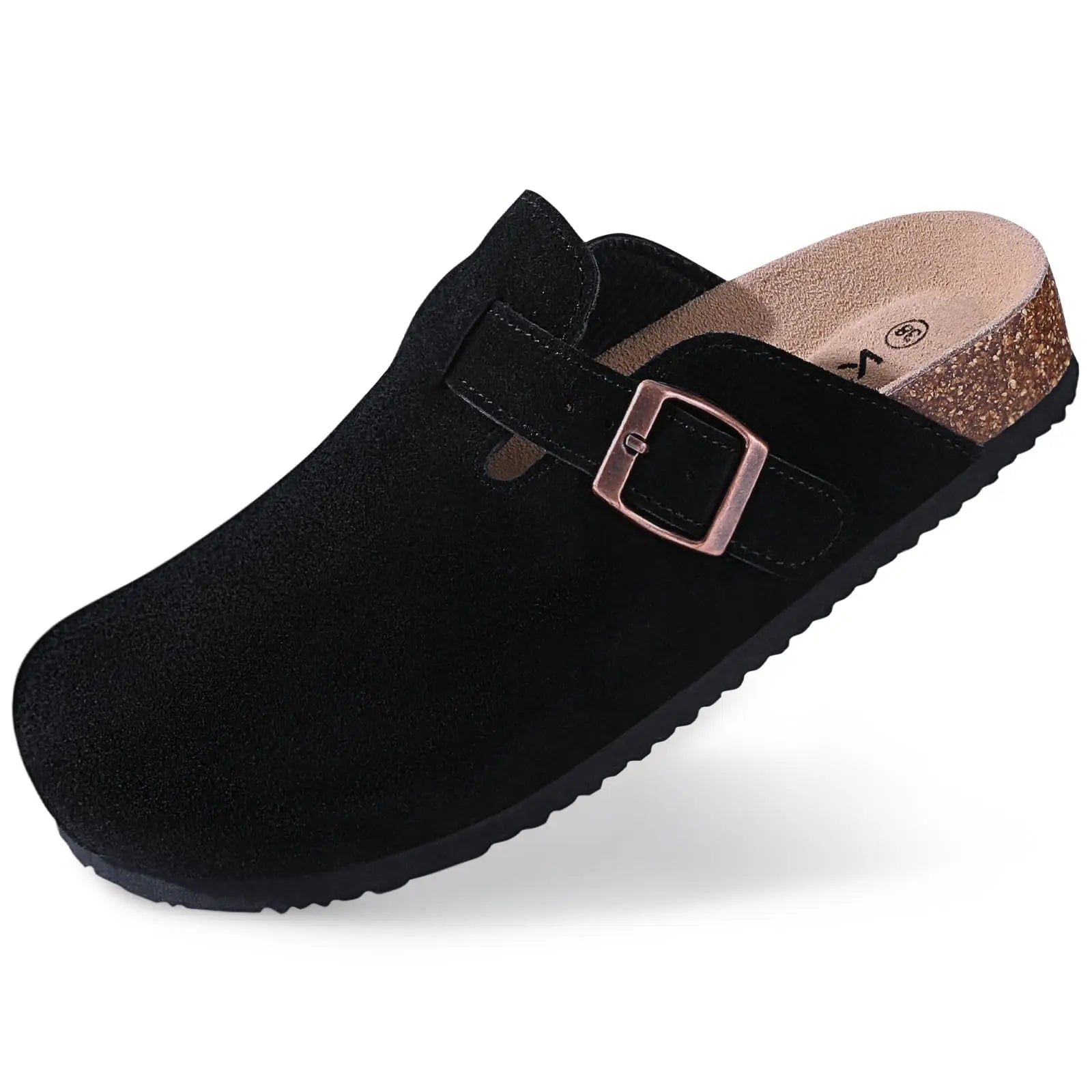 Comwarm Buckle Clogs For Women Men New Genuine Suede Clogs with Arch Support Soft Cork Footbed Mules Fashion Thick Beach Sandals Pi-Mart