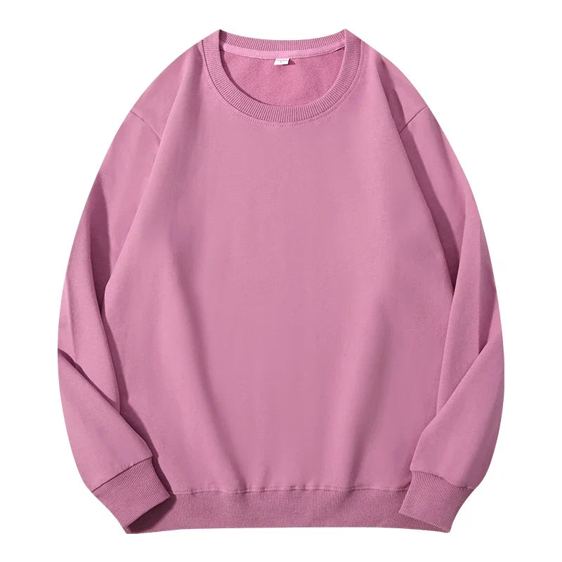 Autumn O-Neck Cotton Women's Sweatshirt Hoodies Basic Loose Casual Women Pullover Solid Sweatshirt Ladies Tops Factory Wholesale LadyShow.Store