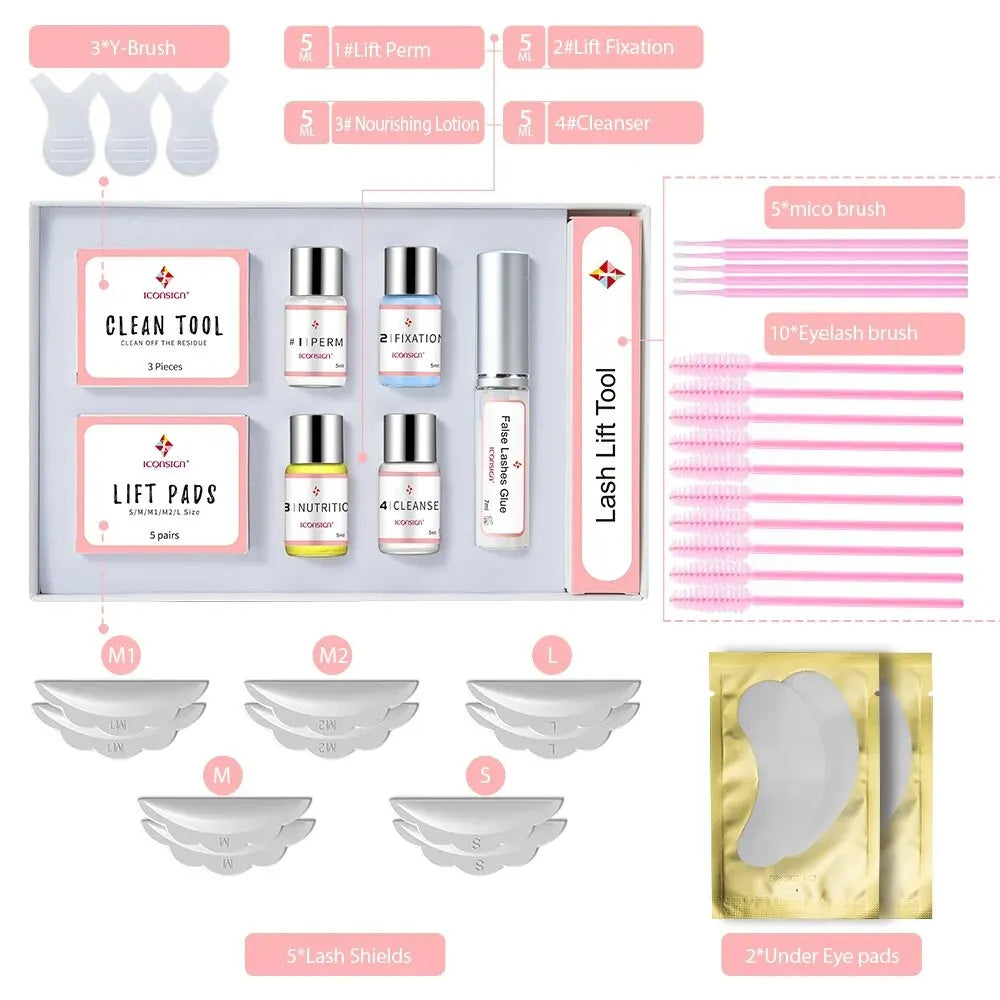 ICONSIGN Upgrade Version Lash Lift Kit Lifting Eyelashes Lasting 6-8 Weeks Calia Perm Eyelash Enhancer Makeup Tools Pi-Mart