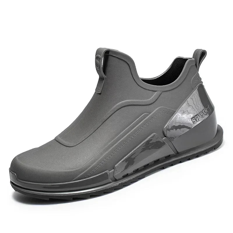 Men's Rain Boots Ankle Waterproof Shoes Men Casual Fishing Work Shoes Slip on Non-slip Rain Shoes Womens Kitchen Rubber Shoes Pi-Mart