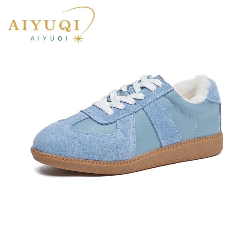 AIYUQI Women's Sneakers 2026 New Genuine Leather Ladies Moral Training Shoes Casual Spring Flat Shoes Women Pi-Mart