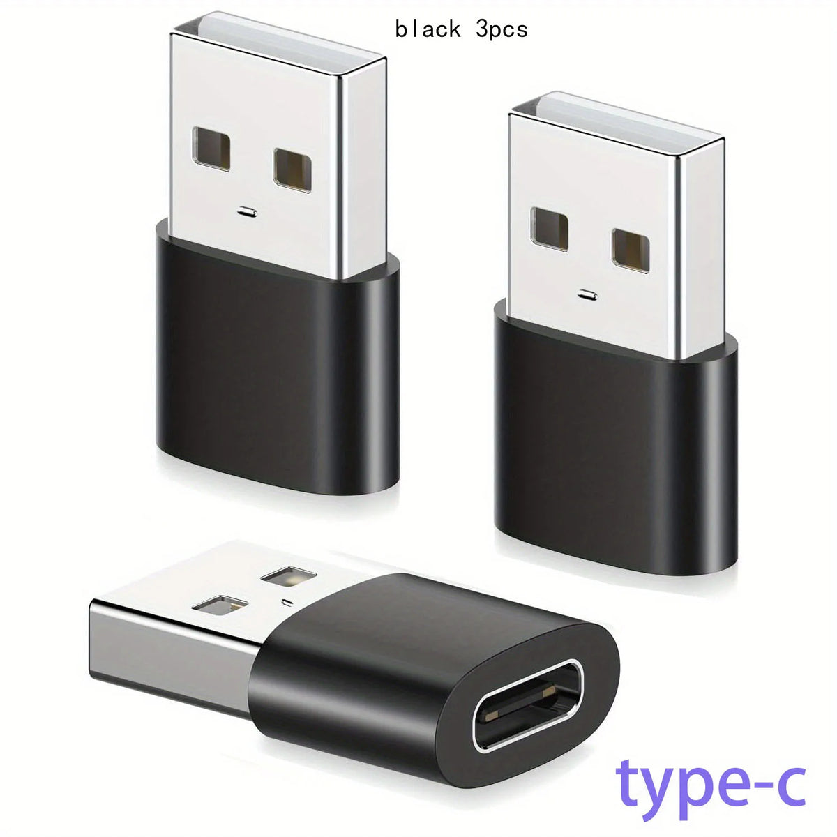 3-Pack USB to USB C Adapter, USB C Female to USB Male Super Fast Charging and OTG Converter Compatible with iPhone 15/14/13/12 P Pi-Mart