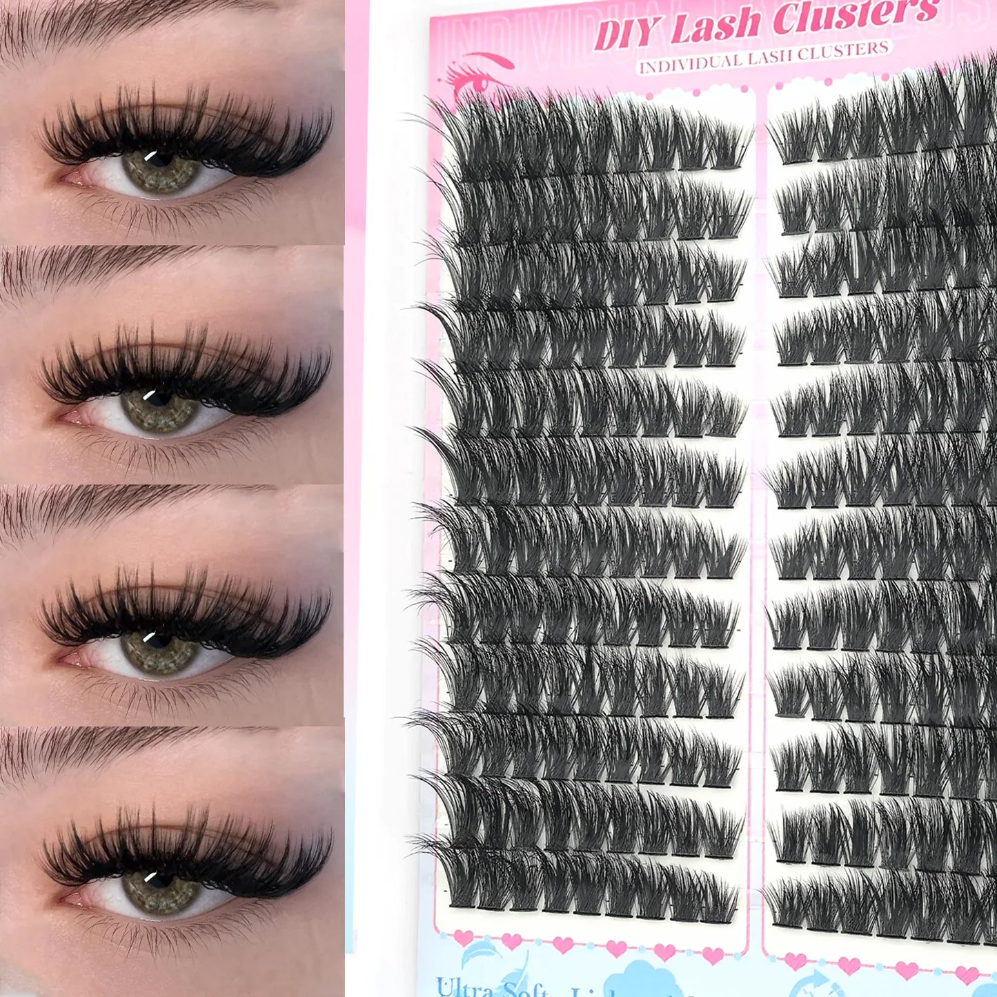 False Eyelashes Natural Wispy Individual Cluster Lashes Easy to Apply Soft & Lightweight Reusable for Daily Makeup LadyShow.Store