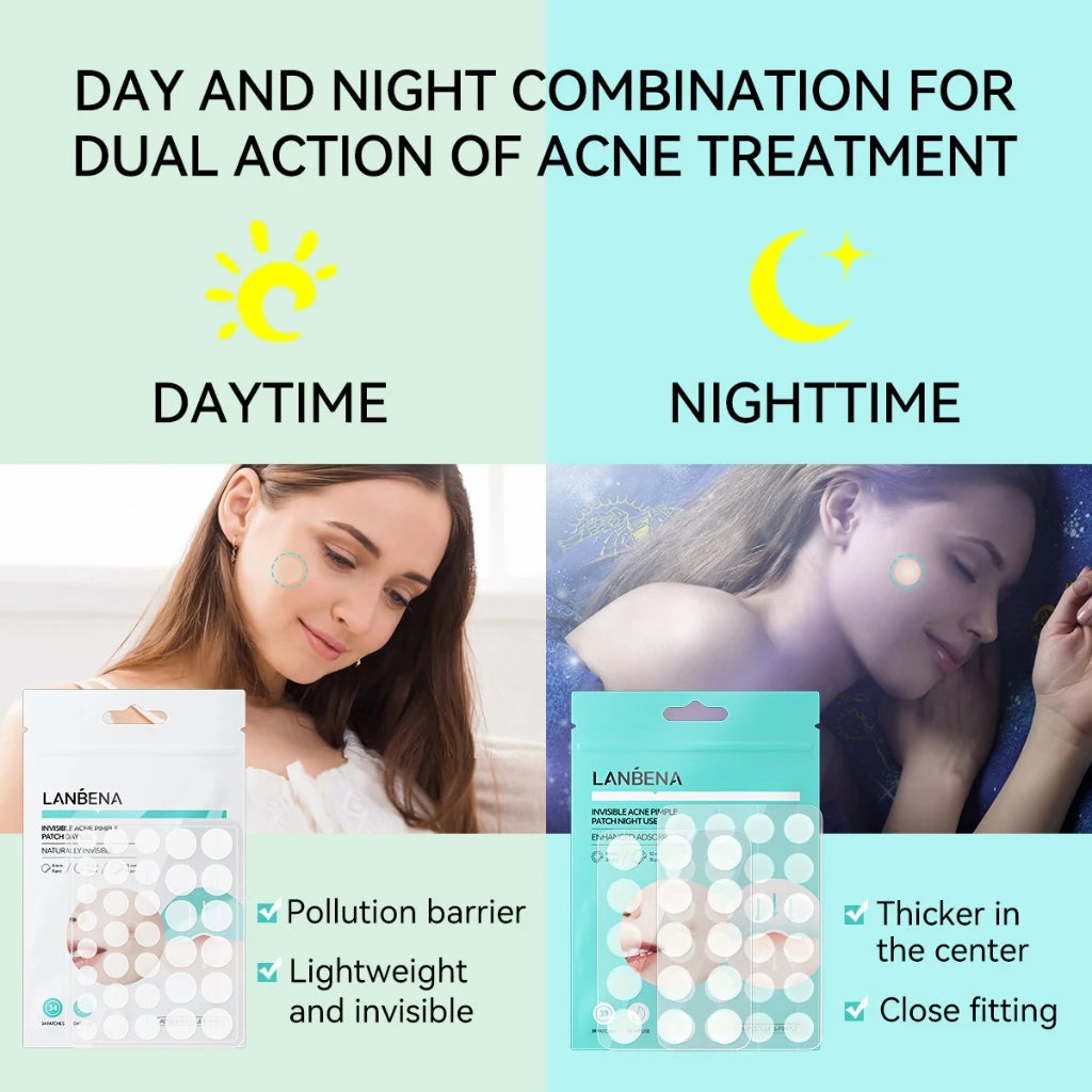 LANBENA Acne Pimple Patch Daily Use and Night Use Invisible Acne Stickers Blemish Treatment Acne Concealer Makeup Pi-Mart